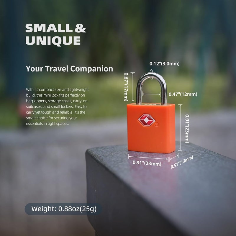 UP Security Luggage Locks TSA Approved Travel Essentials, Small Padlock with Key, TSA Locks for Luggage, Suitcase, Same Keyed Padlock for Bag, Backpack, Purse Zipper, Case, Toolbox, Outdoor Use - Image 4
